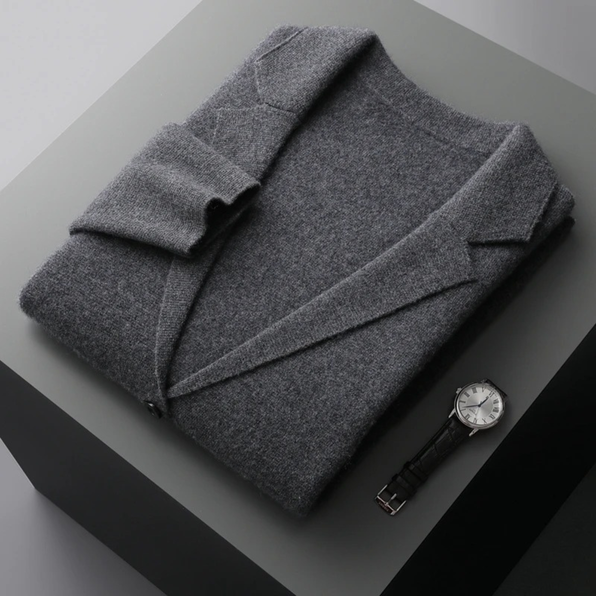 The Salerno Men’s Casual Knit Open Front Wool Blazer Cardigan