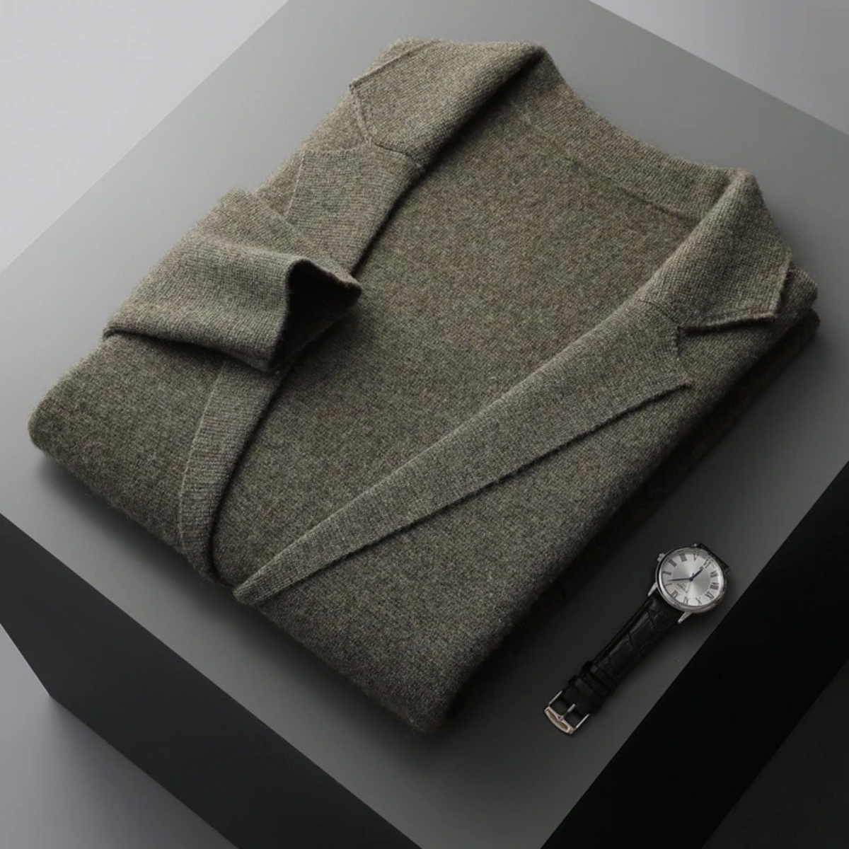 The Salerno Men’s Casual Knit Open Front Wool Blazer Cardigan