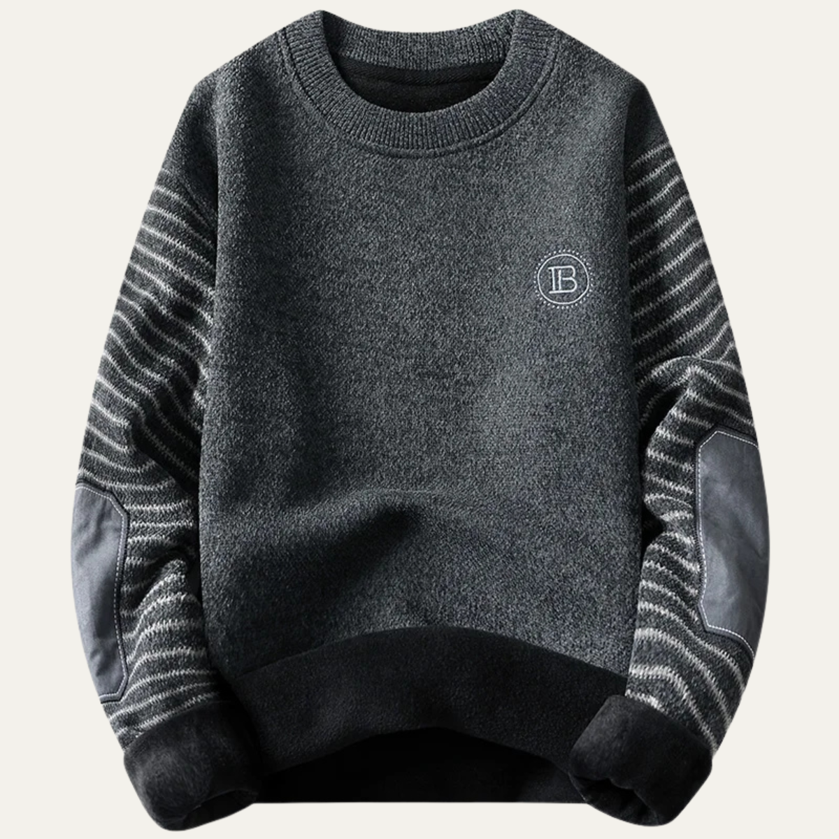 The Westlake Men’s BWarm Patchwork Sleeve Crew Neck Knit Sweater