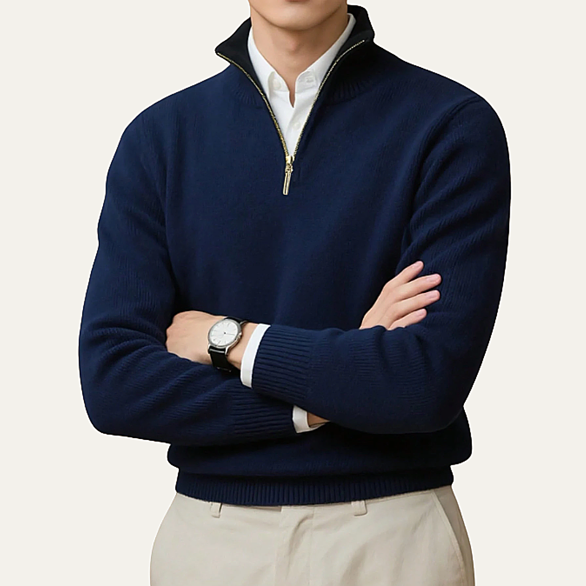 The Brookline Ridge Men's Classic Mock Neck Half Zip Sweater