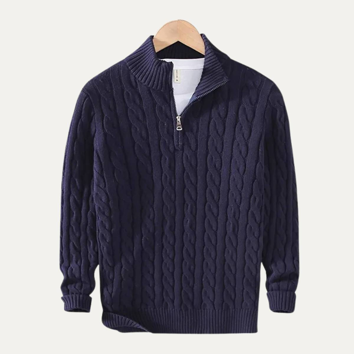 The Ashmeadow Men’s Soft 100% Cotton Cable Knit Half Zip Sweater