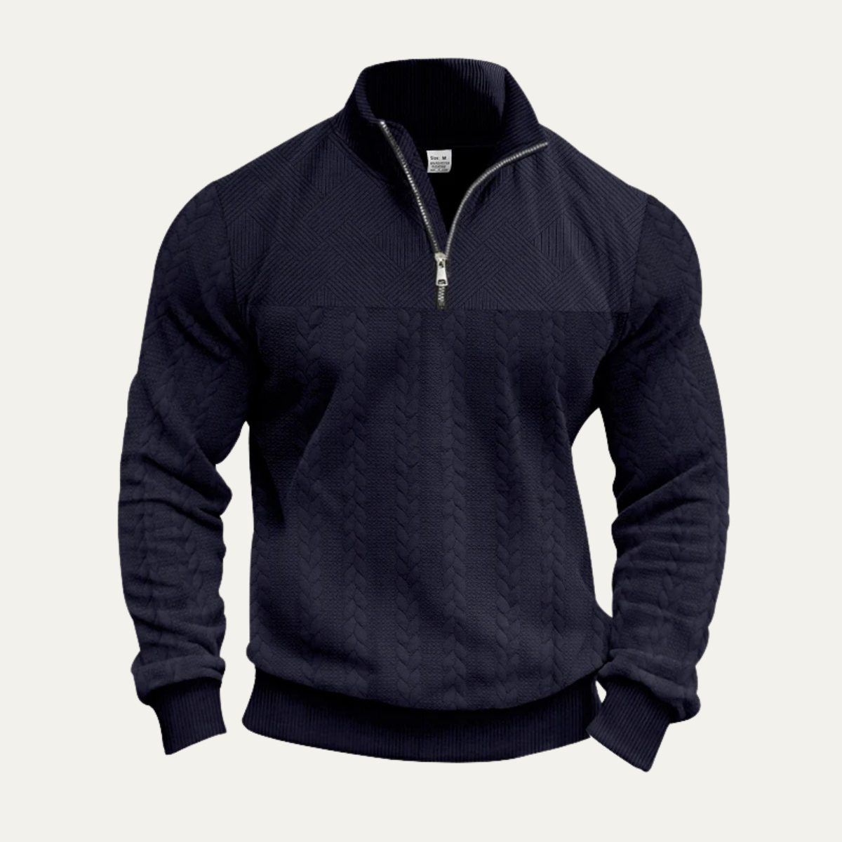 The Willowridge Men's Warm Jacquard Pattern Half Zip Knit Sweater