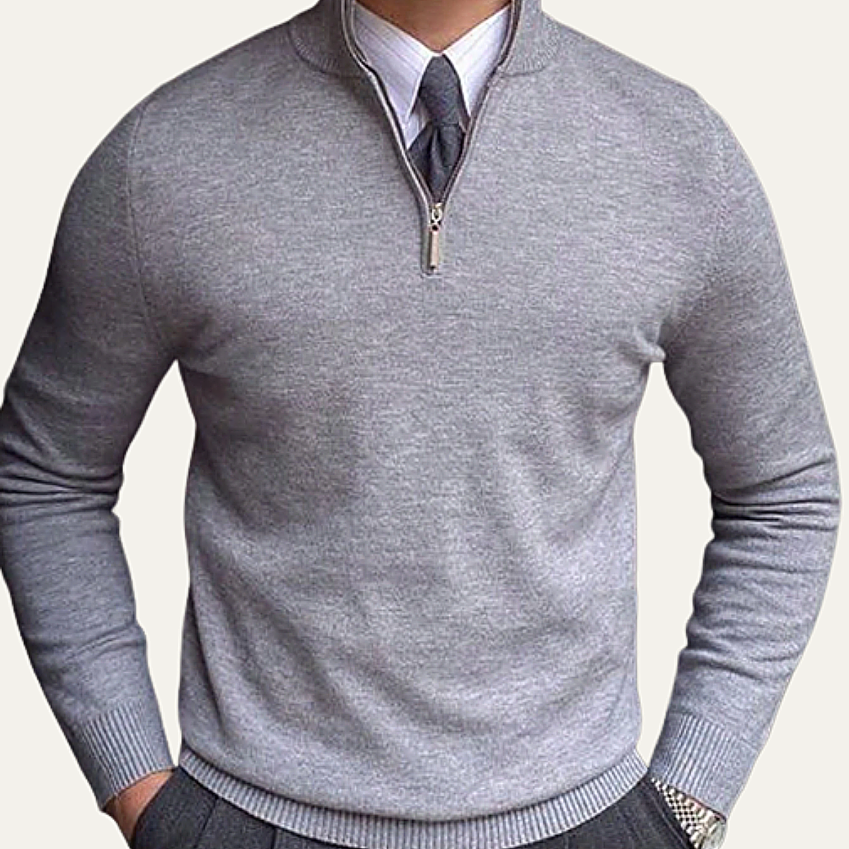 The Brookline Ridge Men's Classic Mock Neck Half Zip Sweater