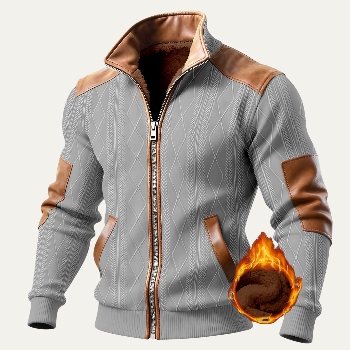 The Silverhill Ridge Men’s Knitted Fleece Lined Warm Zip Up Sweater