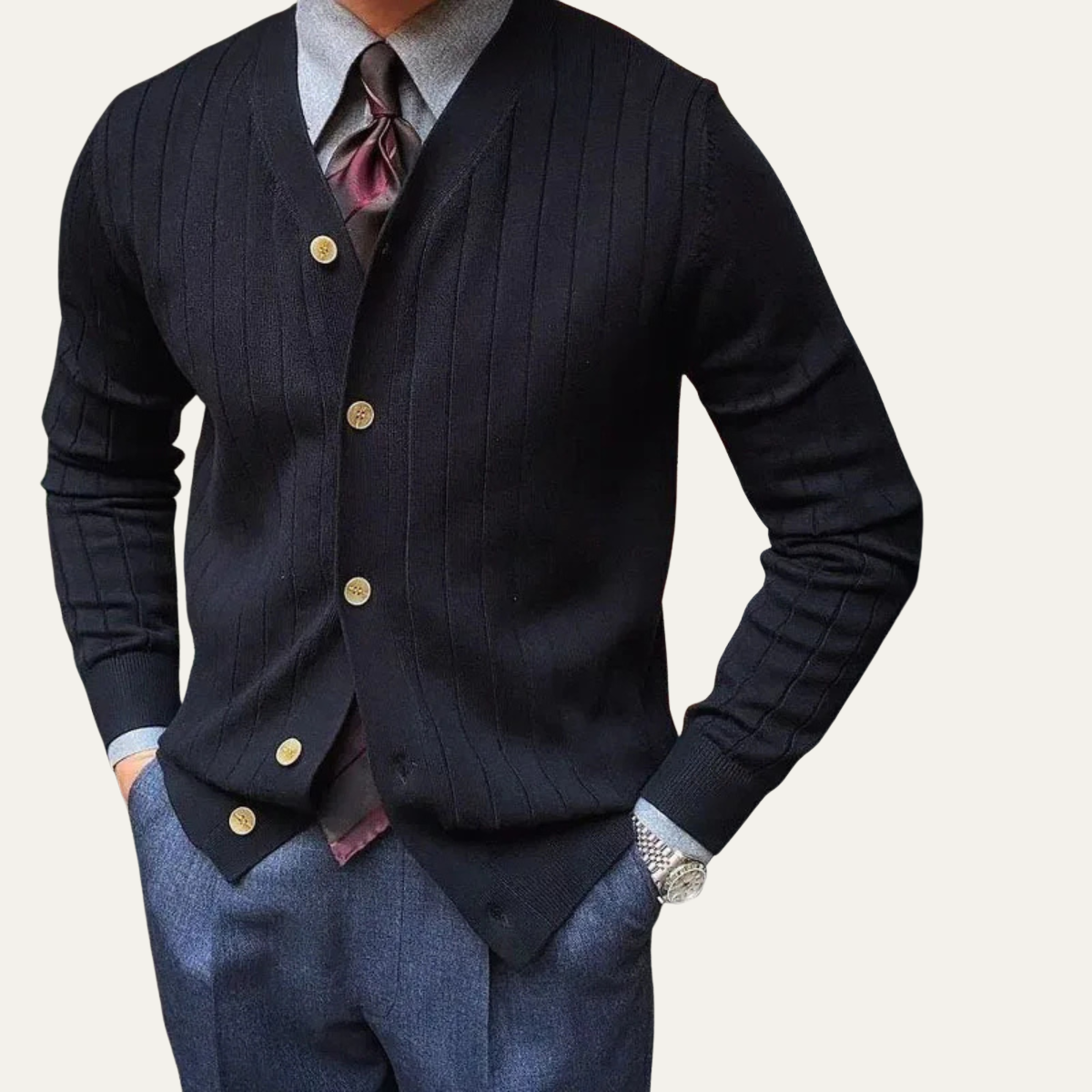 The Newport Men’s Slim Fit Knit Cardigan
