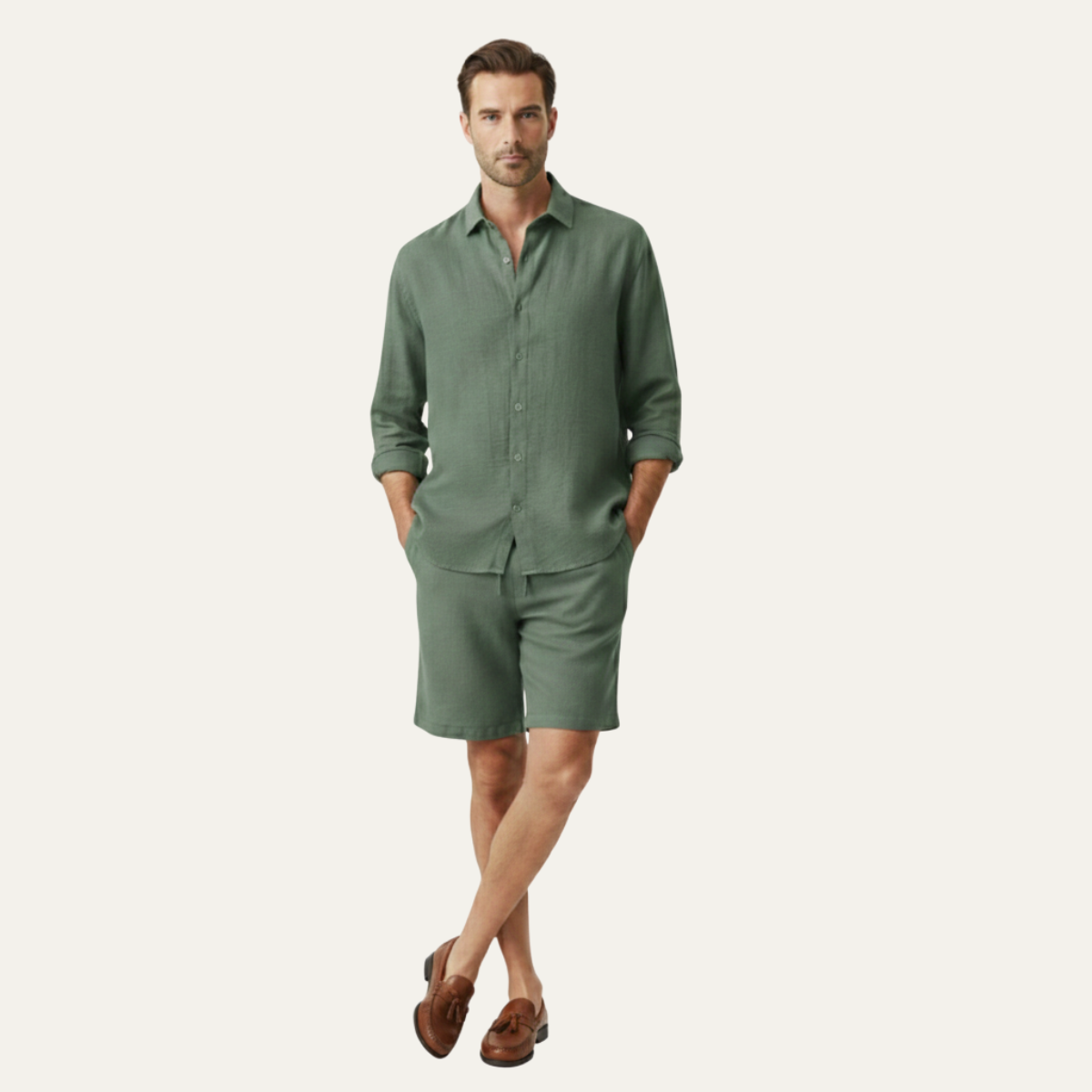 The Brighton Men’s Relaxed Oversized Linen Button Up Shirt