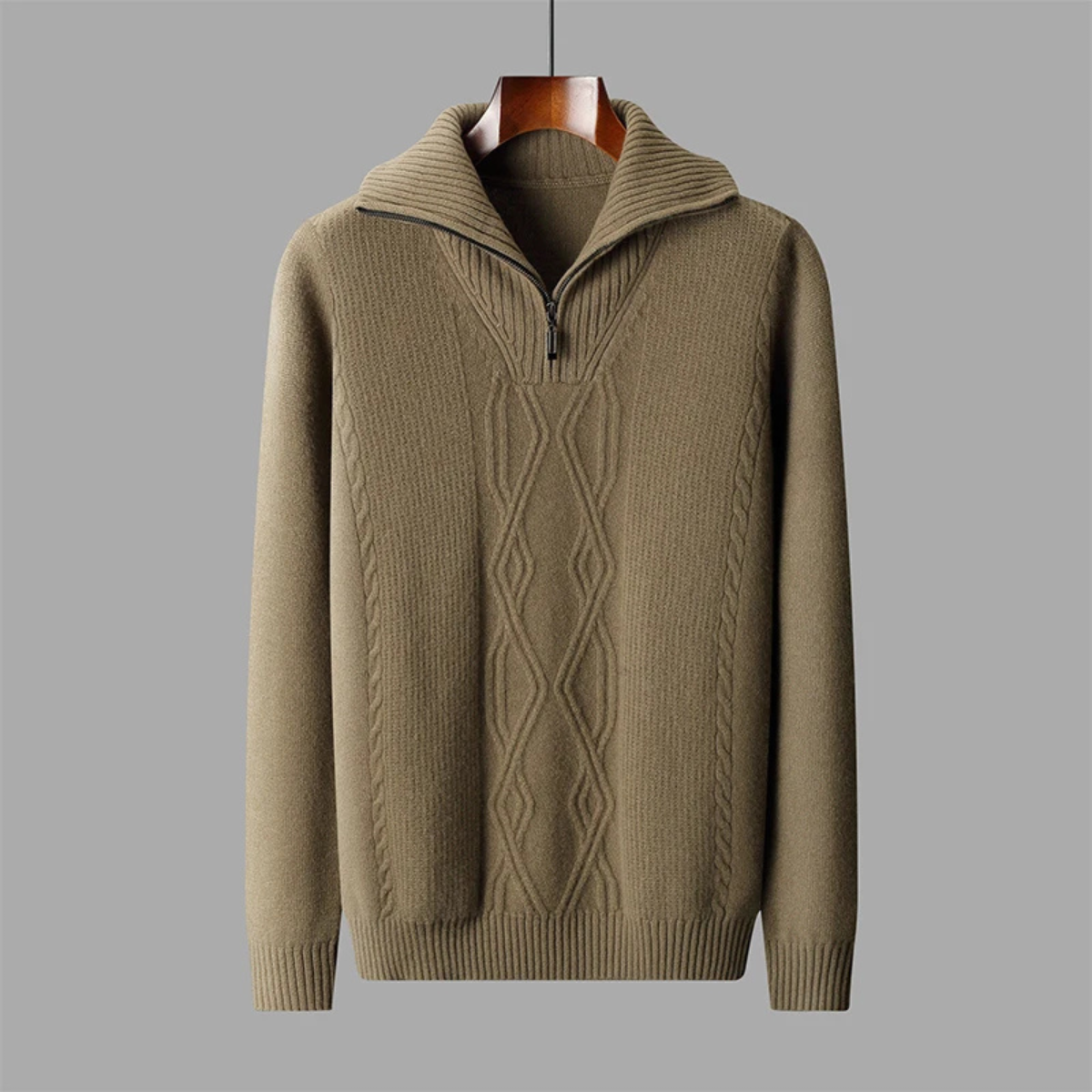 The Riverhill Men's Cable Knit Half Zip Sweater