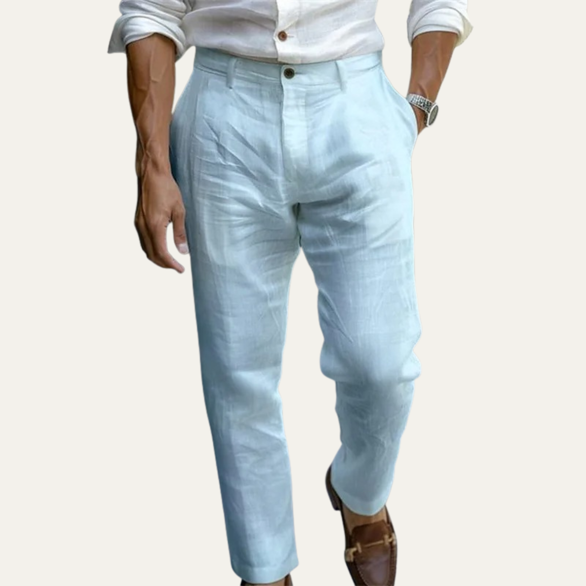 The Elmwood Ridge Men’s Cotton Linen Ankle Length Pants