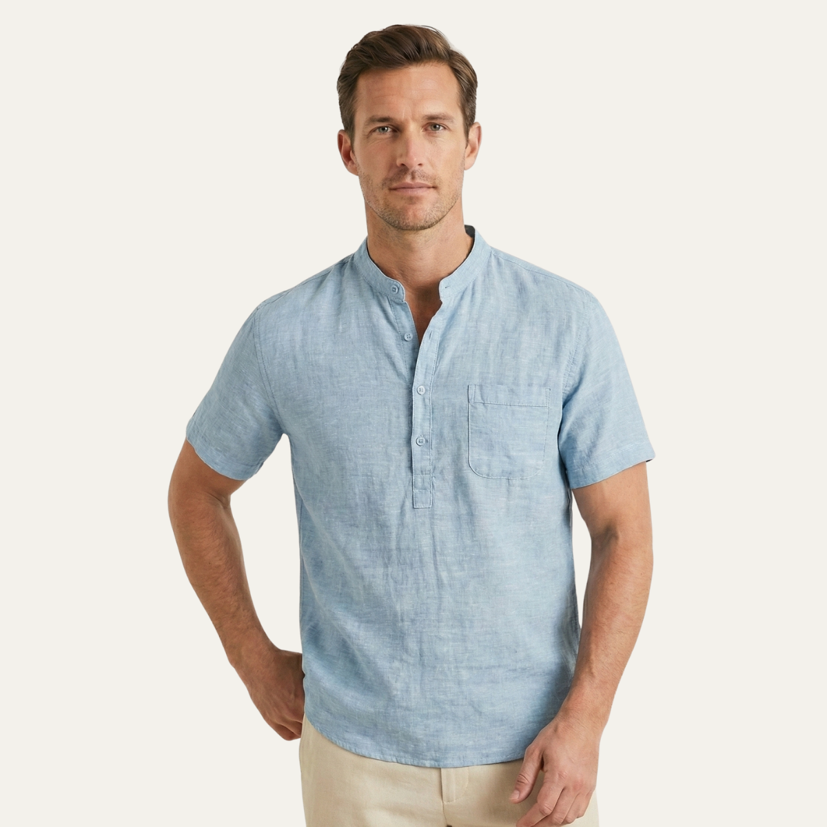 The Edinburgh Men’s Lightweight Cotton Linen Henley Shirt