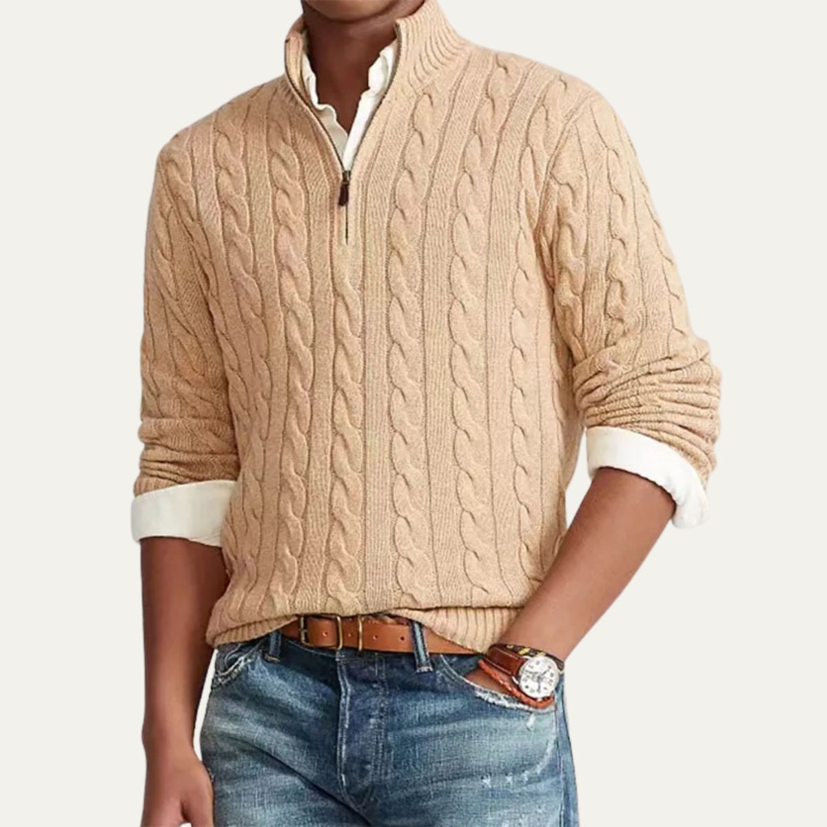 The Salina Men's Half Zip Mock Neck Knitted Sweater