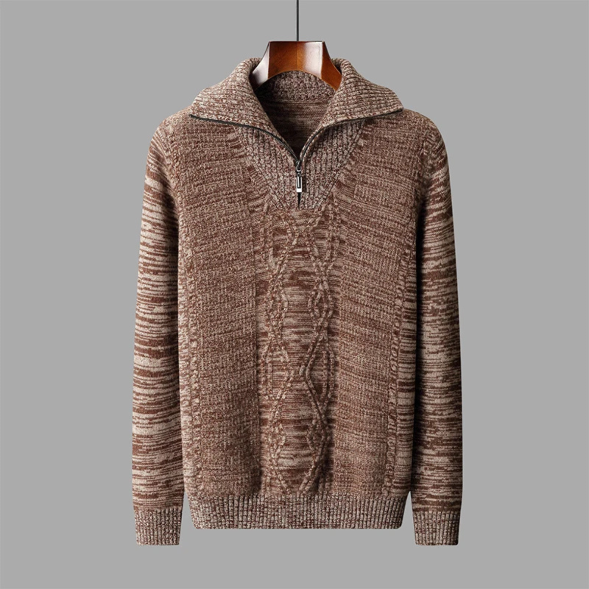 The Riverhill Men's Cable Knit Half Zip Sweater