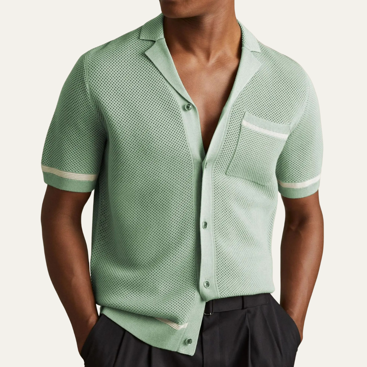 The Bassano Men’s Hollow Knit Casual Cardigan Shirt