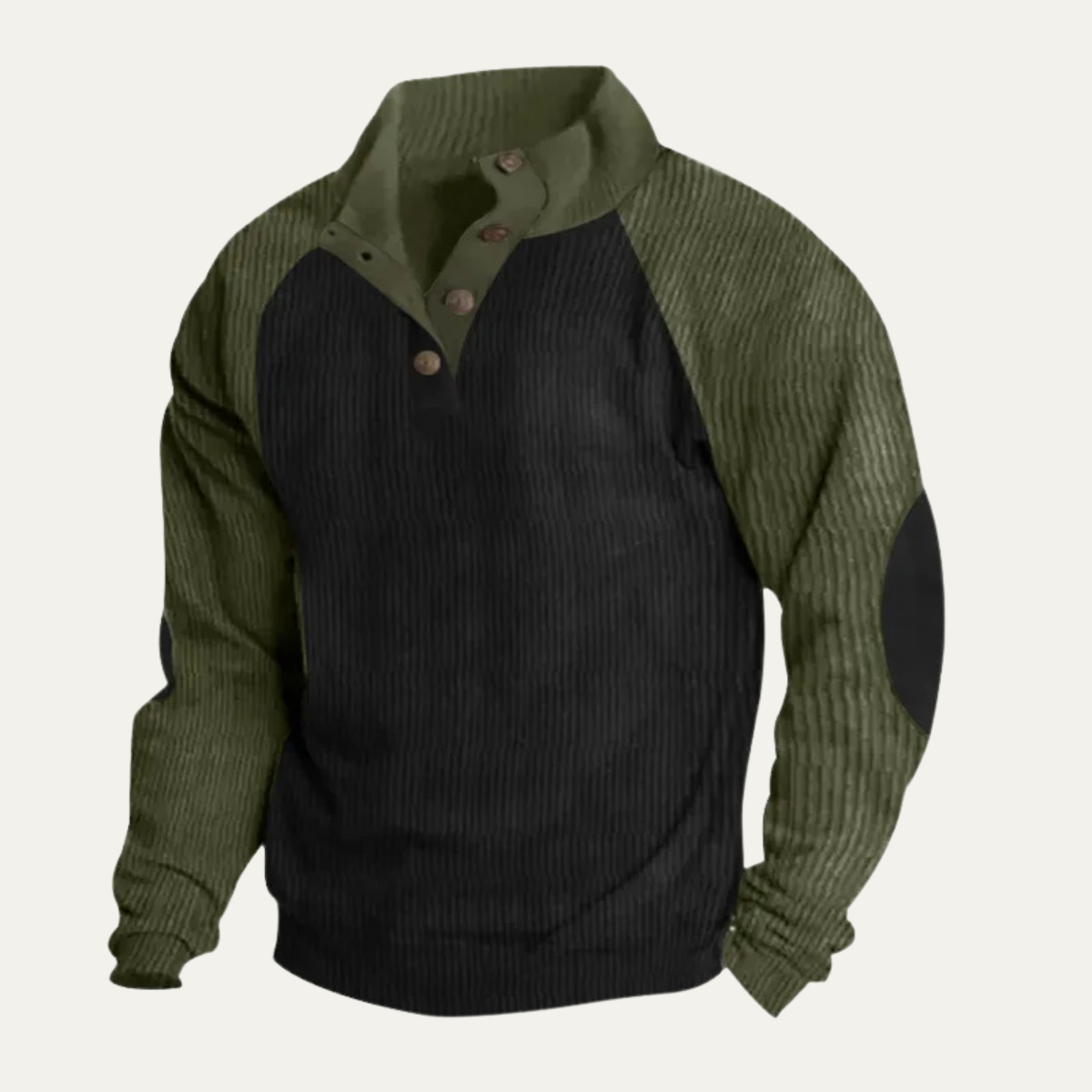 The Provence Men's Trendy Stand Up Collar Colorblock Corduroy Sweater