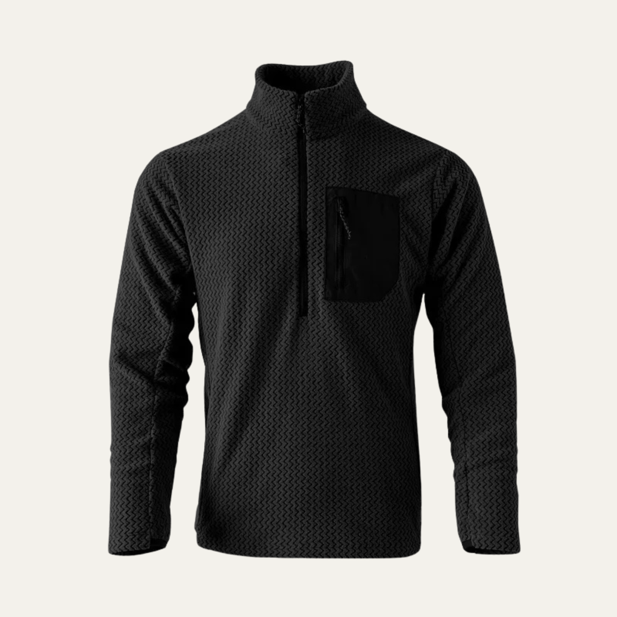 The Positano Men’s Textured Fleece Half Zip Sweater with Zip Chest Pocket