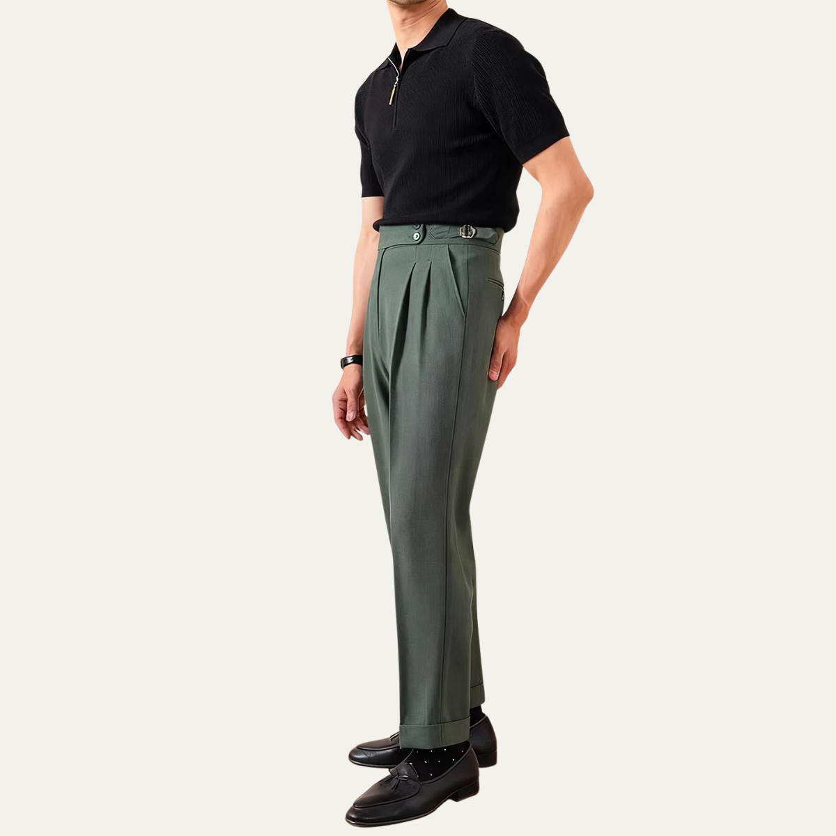 The Riva Garda Men’s High Waist Double Pleated Trousers