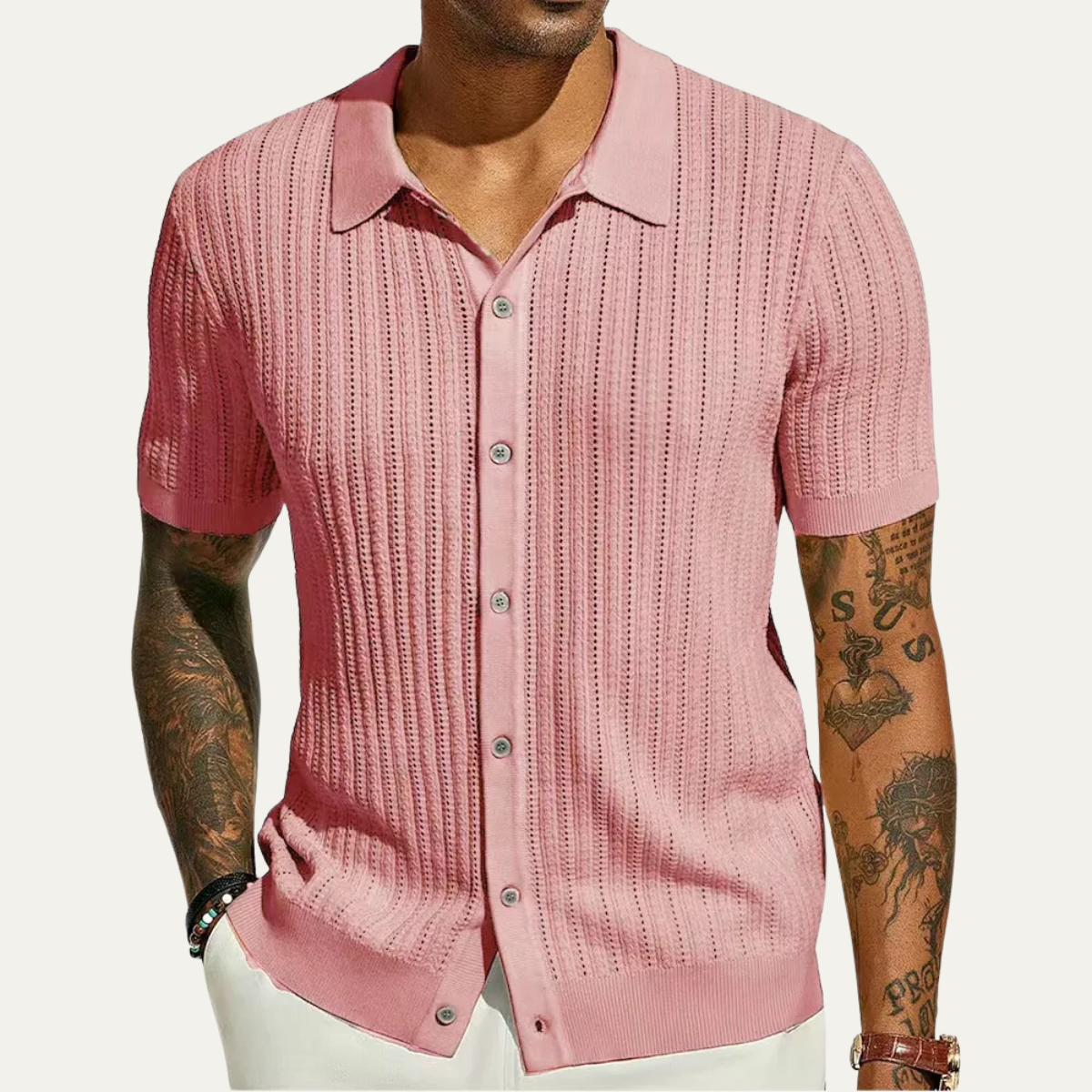 The Trapani Men’s Casual Knit Button Down Polo Shirt