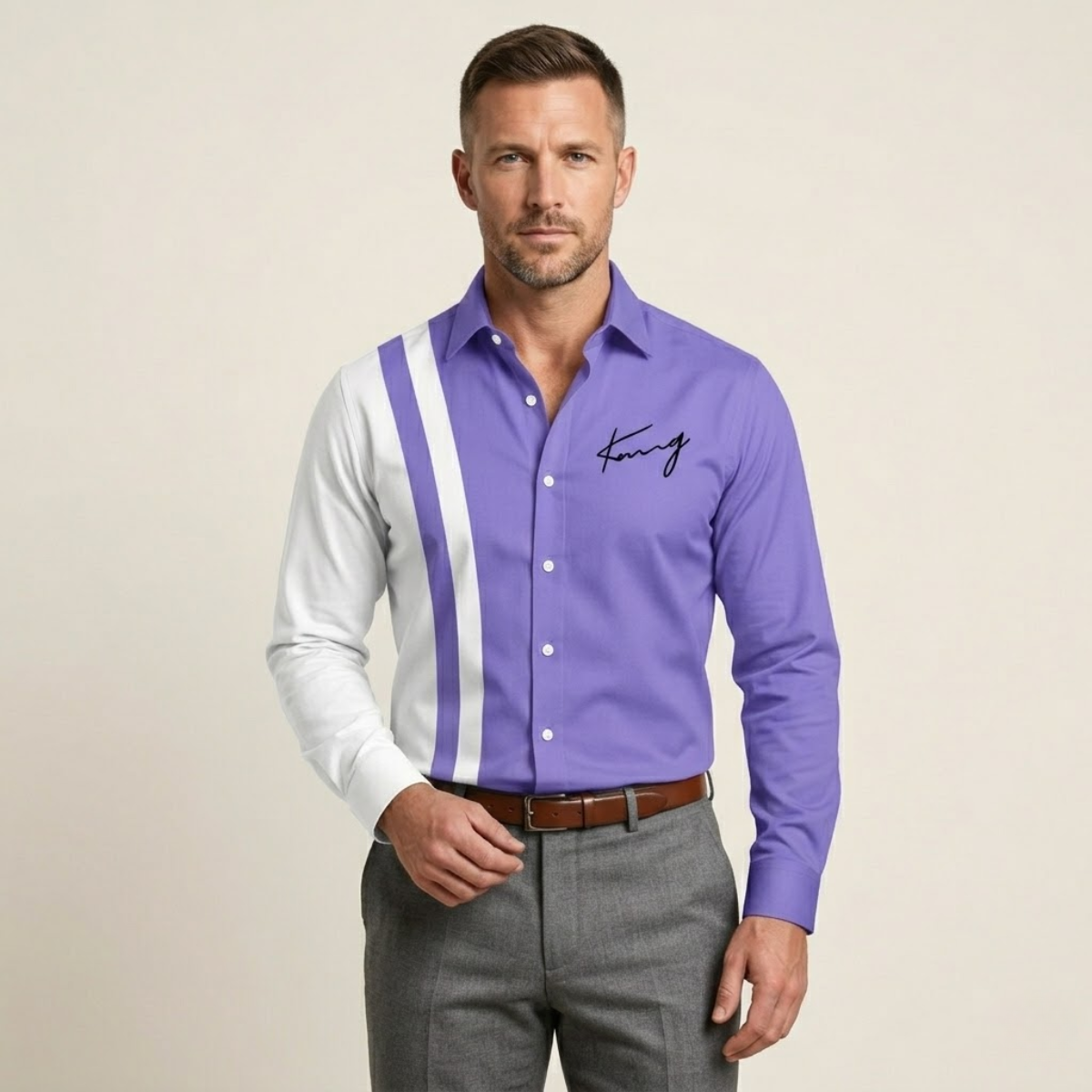 The Como Men’s Trendy Color Block Striped Dress Shirt