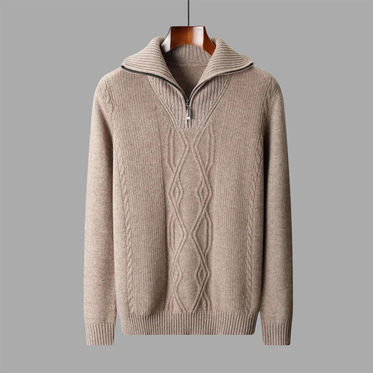 The Riverhill Men's Cable Knit Half Zip Sweater