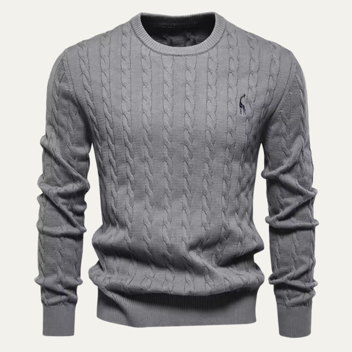 The Malaga Men’s Classic Cotton Cable Knit Crew Neck Sweater