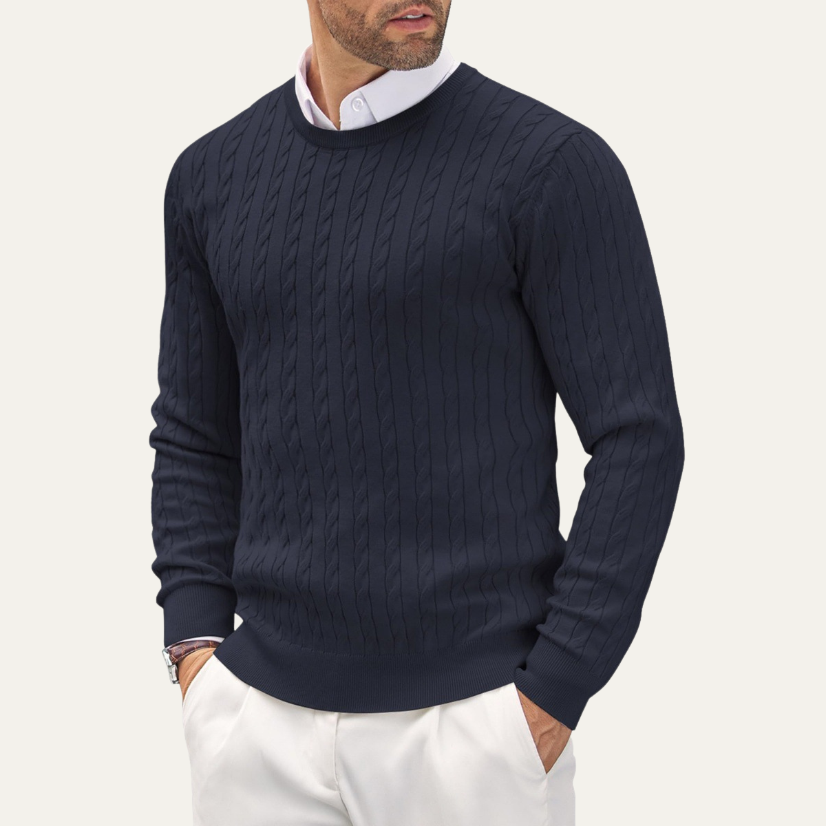The Ashmont Ridge Men’s Cable Knit Soft Warm Winter Round Neck Sweater