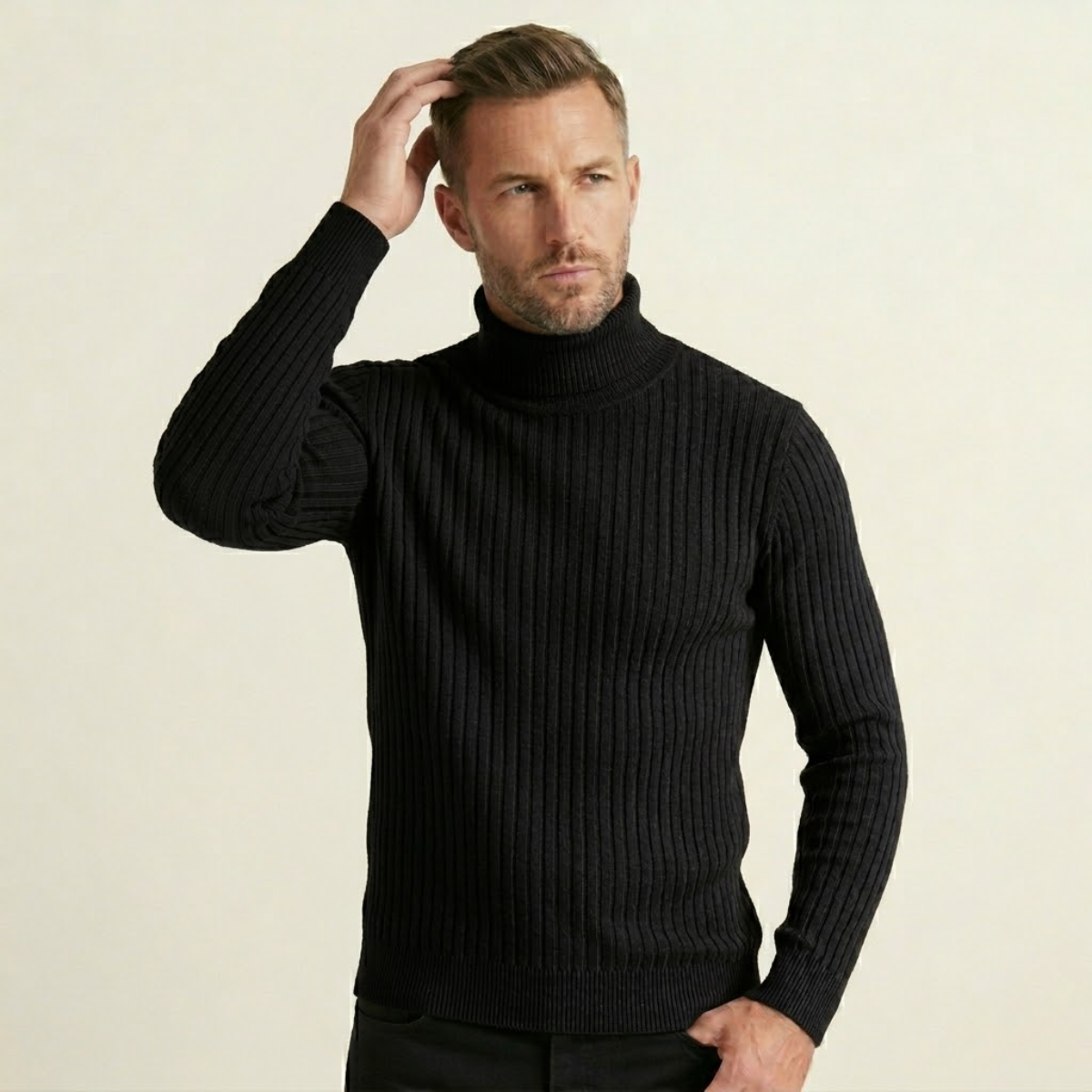 The Tavolara Men’s Slim Fit Turtleneck Ribbed Knit Sweater