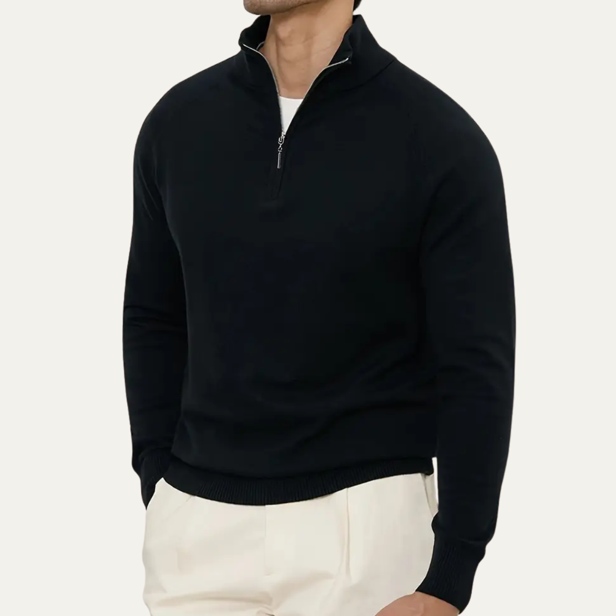 The Brookline Ridge Men's Classic Mock Neck Half Zip Sweater