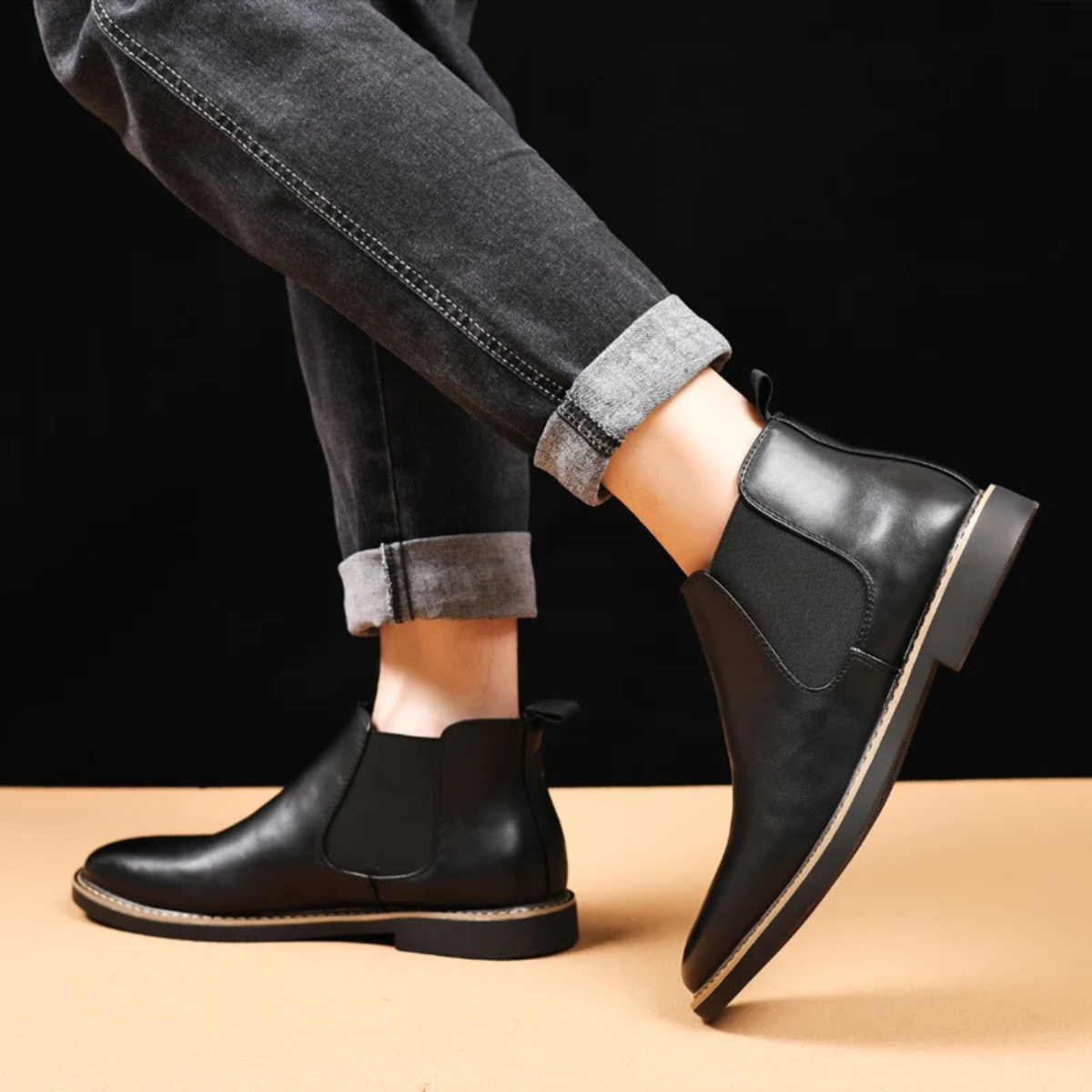 The Bradford Men's Casual Slip On Ankle Leather Chelsea Boots