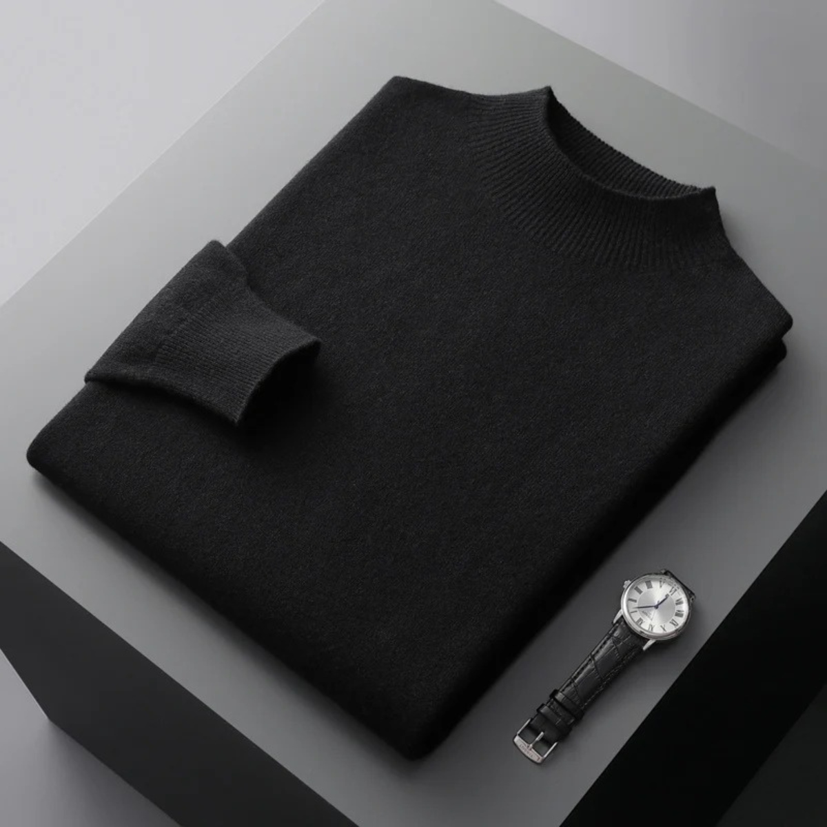 The Taranto Men’s Plain Mock Neck Knit Sweater
