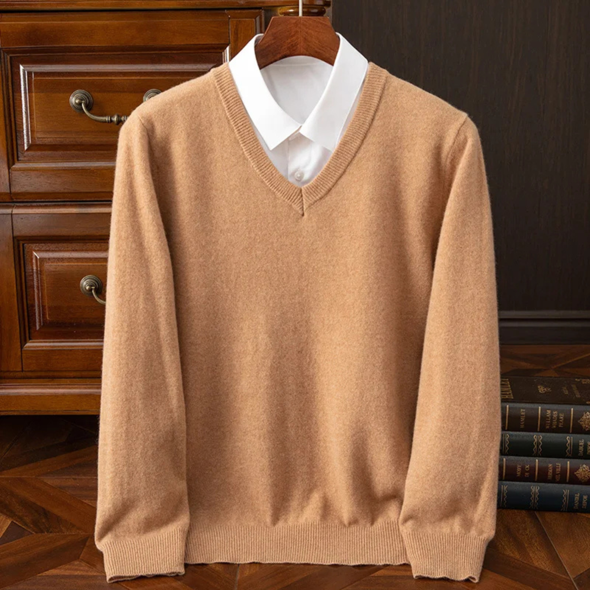 The Linfield Men's Soft Warm Knit V Neck Sweater