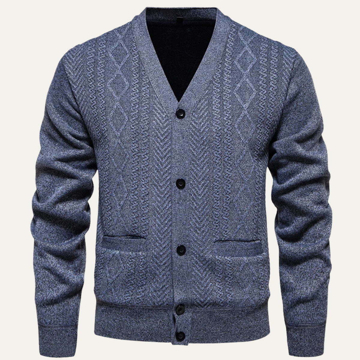 The Murano Men's Slim Fit Knitted Button-Up V-Neck Sweater