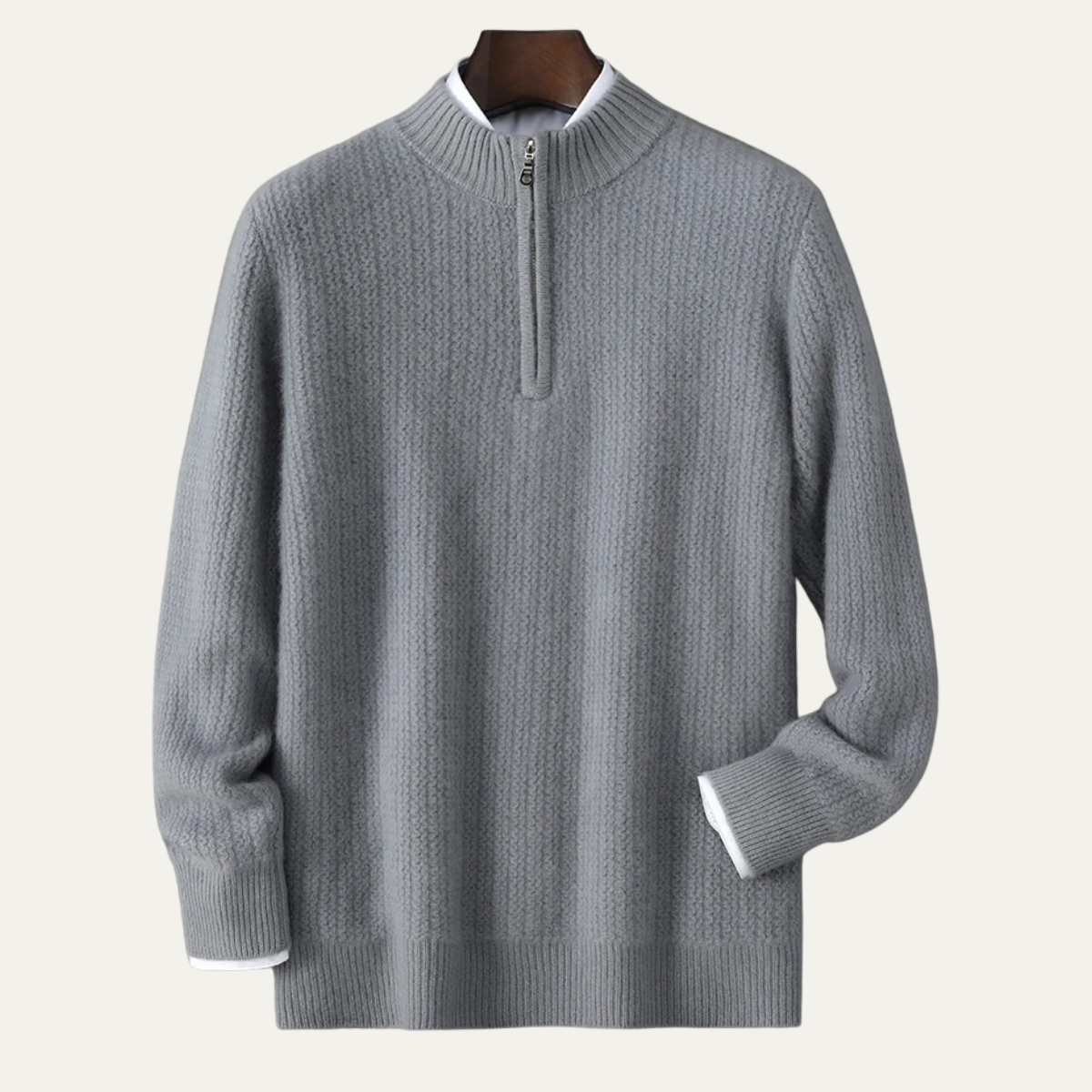 The Valladolid Men’s Winter Quarter Zip High Collar Knit Sweater