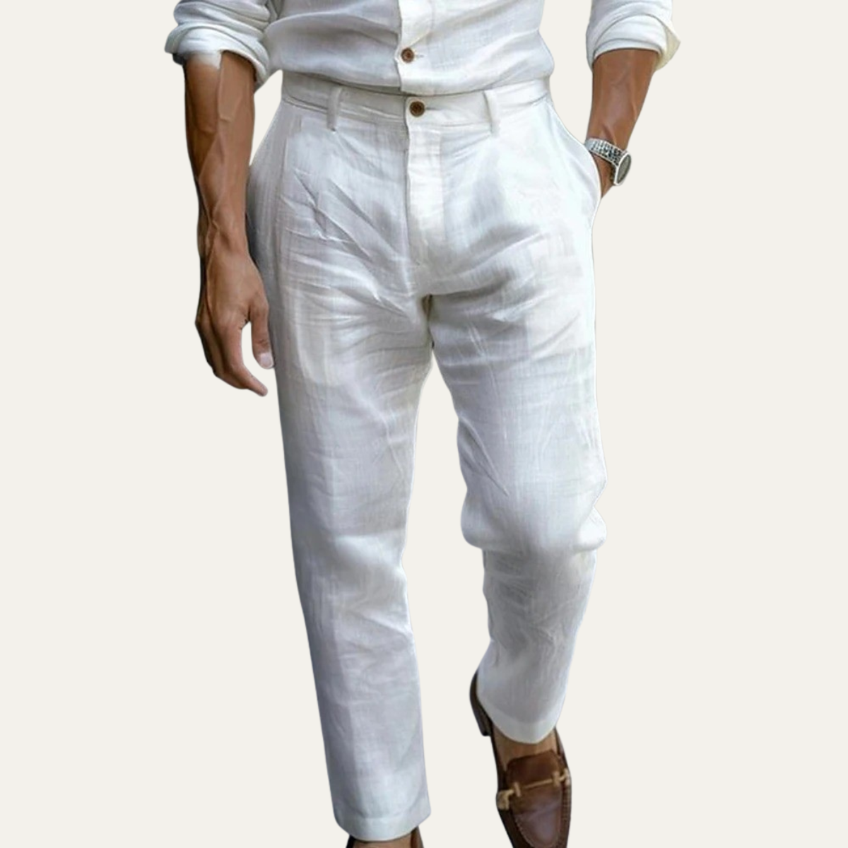 The Elmwood Ridge Men’s Cotton Linen Ankle Length Pants