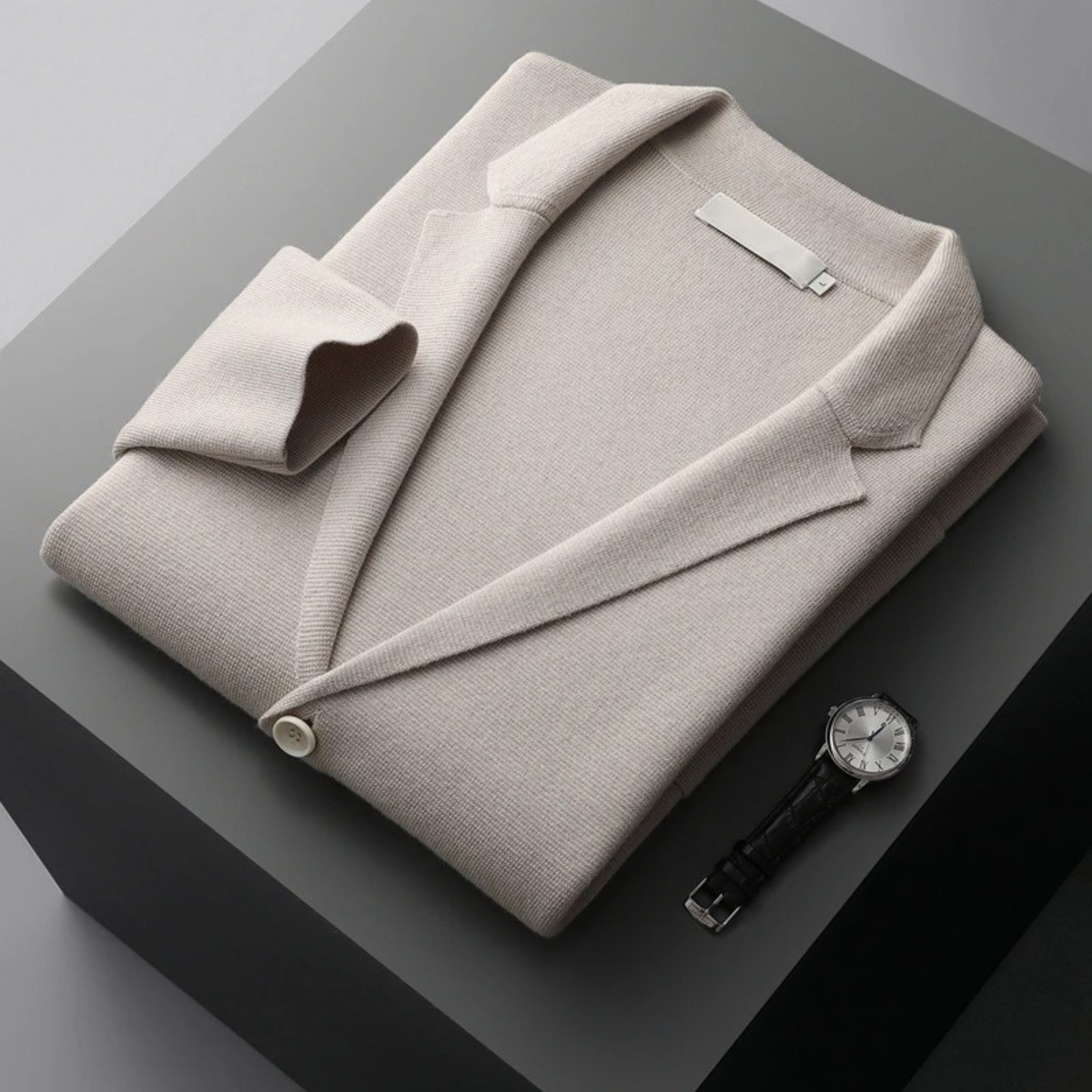 The Salerno Men’s Casual Knit Open Front Wool Blazer Cardigan