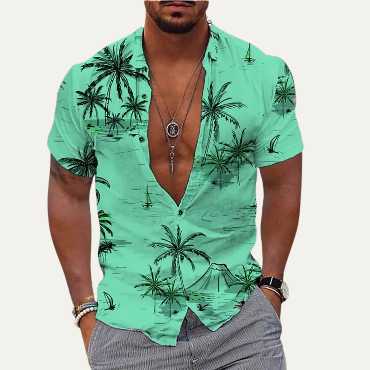 The Glencrest Park Men’s Timeless Tropical Coconut Print Hawaiian Beach Shirt