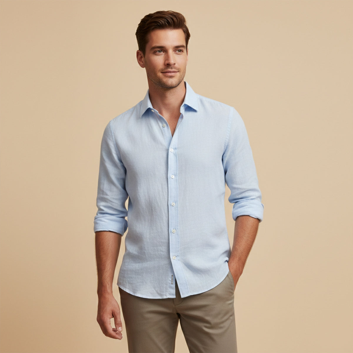 The Richmond Men’s Lightweight Cotton Linen Button Up Shirt