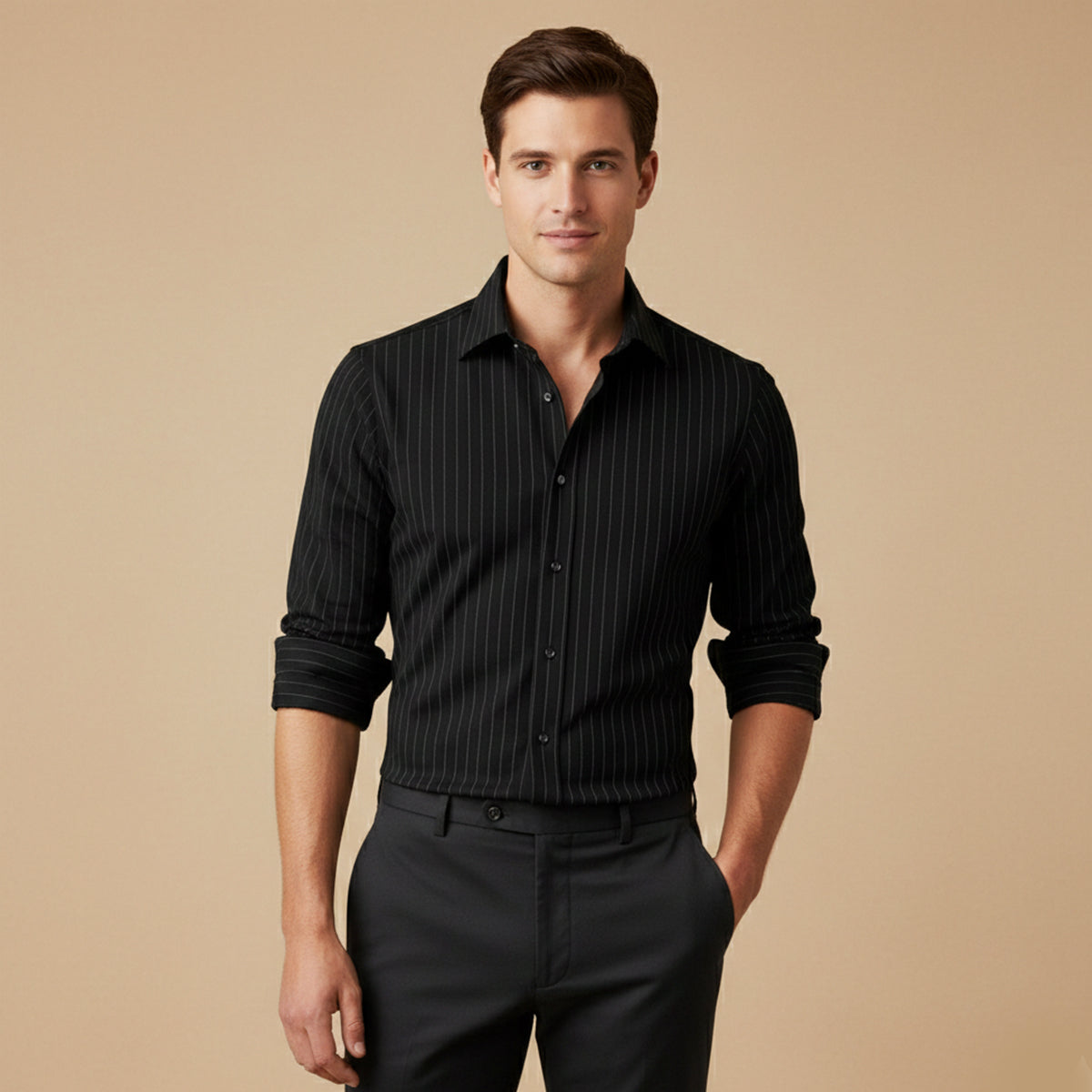 The Amalfi Men’s Casual Slim Fit Striped Button Up Shirt